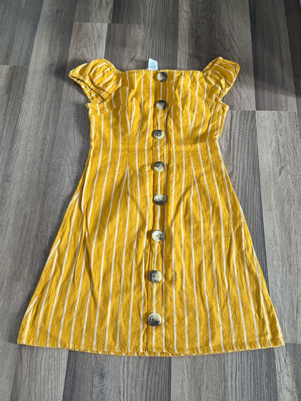 Planet Gold Yellow Striped Button-Front Mini Dress